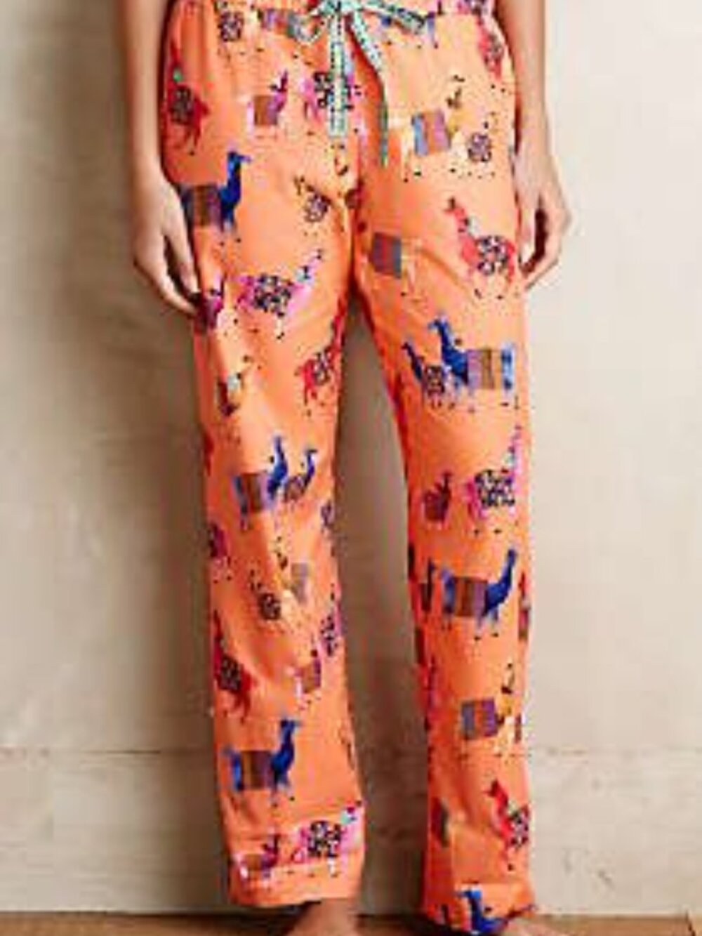 Anthropologie Coral Llama Print Pajama Pants medium
